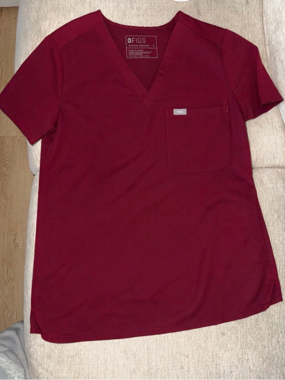 FIGS V-Neck Scrub Top and Bottoms, Burgundy